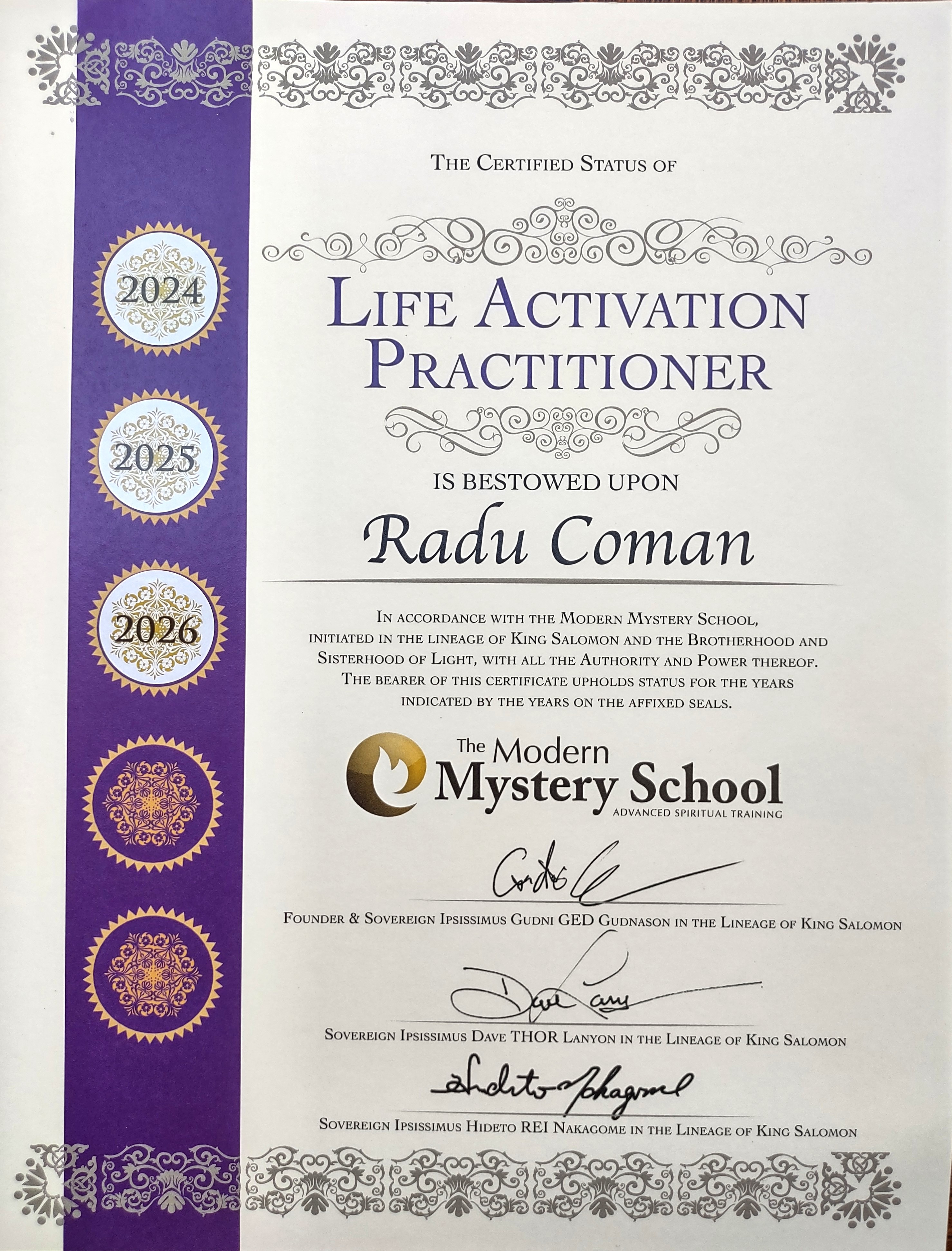 Radu — Life Activation certification